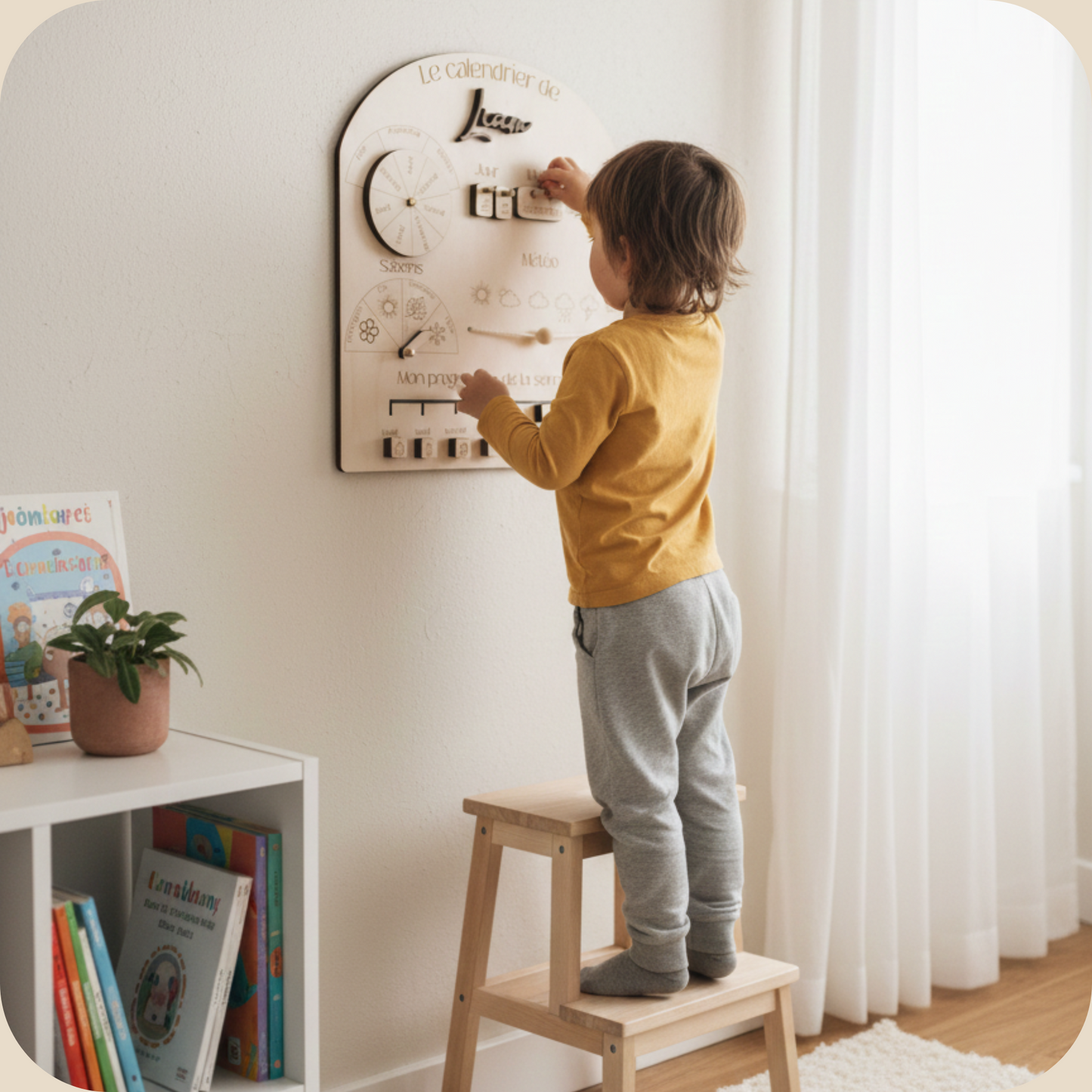 Planning enfant en bois - calendrier éducatif