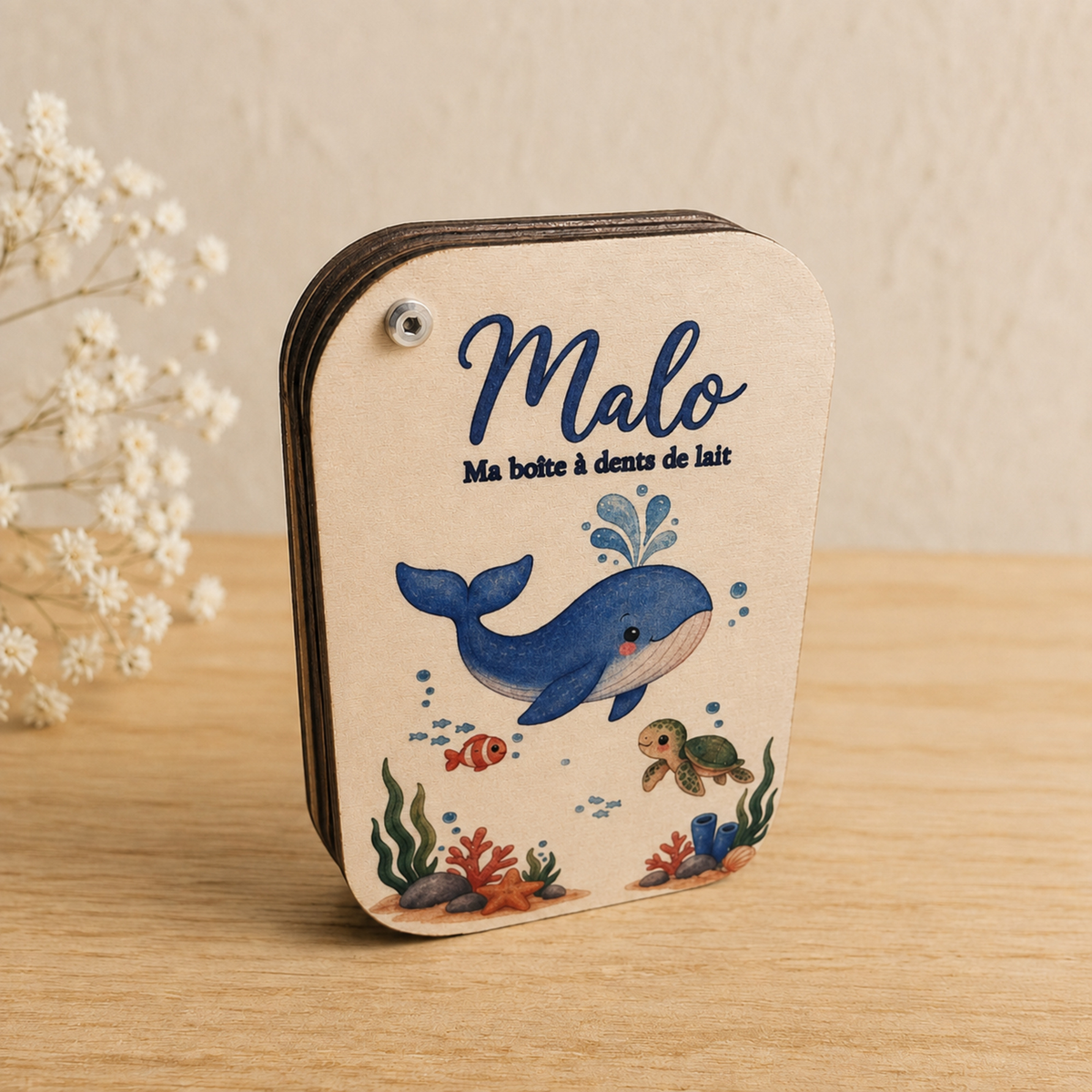 Boîte à dents personnalisée en bois - Cadeau enfant