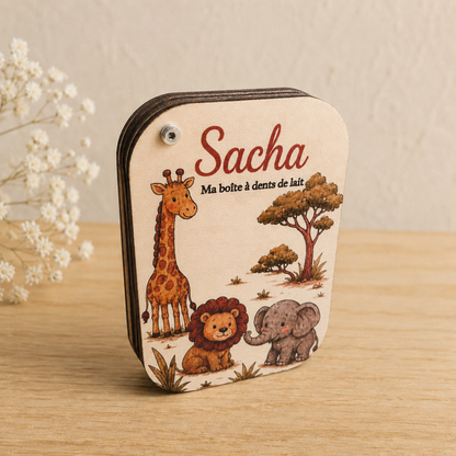 Boîte à dents personnalisée en bois - Cadeau enfant