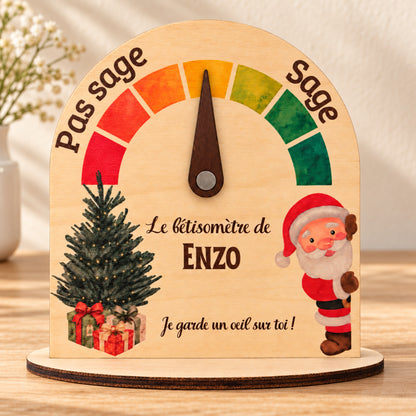 Bêtisomètre de Noël personnalisé en bois - Cadeau enfant