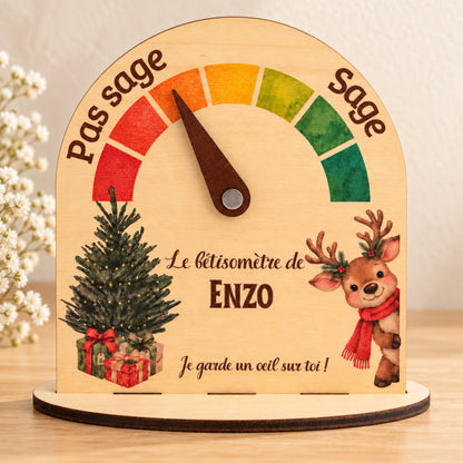 Bêtisomètre de Noël personnalisé en bois - Cadeau enfant