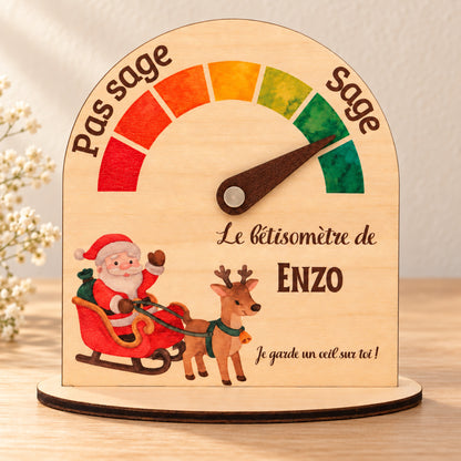 Bêtisomètre de Noël personnalisé en bois - Cadeau enfant