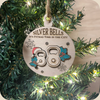 Boule de Noël sportive haltère personnalisée en bois gravée laser