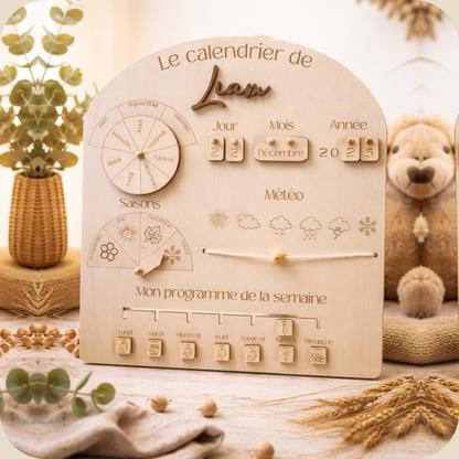 Planning enfant en bois - calendrier éducatif