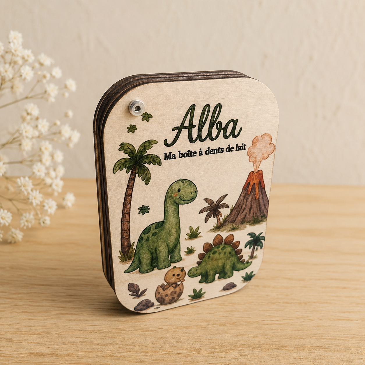 Boîte à dents personnalisée en bois - Cadeau enfant