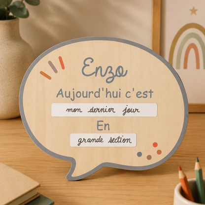 Pancarte rentrée scolaire personnalisable – Modèle Bulle