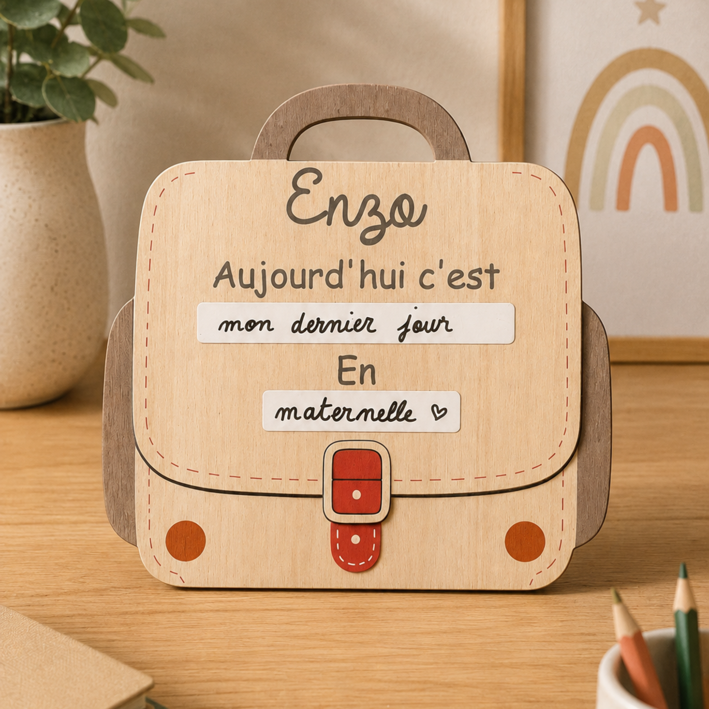 Pancarte rentrée scolaire personnalisable – Modèle Cartable