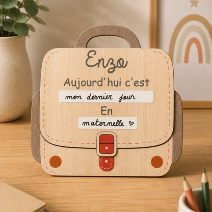 Pancarte rentrée scolaire personnalisable – Modèle Cartable