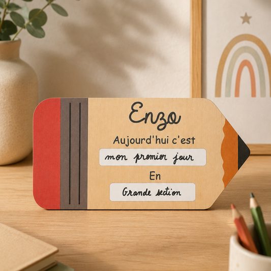 Pancarte rentrée scolaire personnalisable – Modèle Crayon