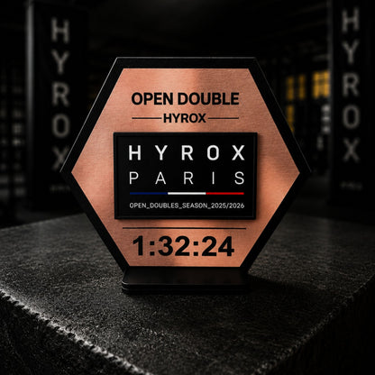 Support patch HYROX personnalisé en bois - Cadeau sportif fait main