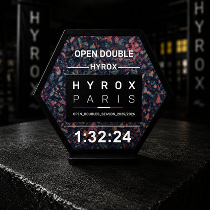 Support patch HYROX personnalisé en bois - Cadeau sportif fait main