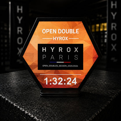 Support patch HYROX personnalisé en bois - Cadeau sportif fait main