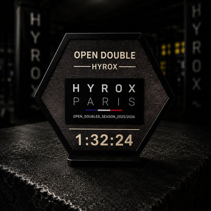 Support patch HYROX personnalisé en bois - Cadeau sportif fait main