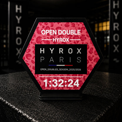 Support patch HYROX personnalisé en bois - Cadeau sportif fait main