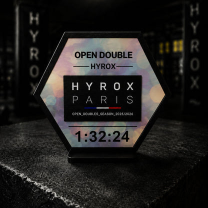 Support patch HYROX personnalisé en bois - Cadeau sportif fait main