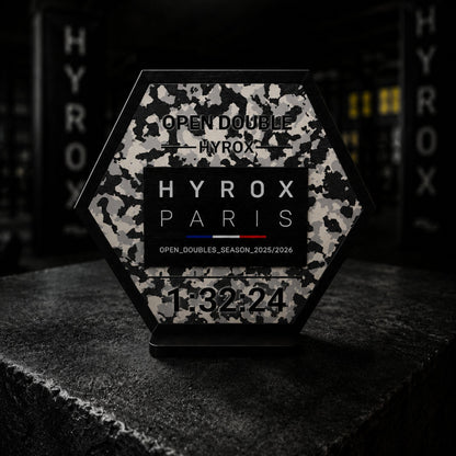 Support patch HYROX personnalisé en bois - Cadeau sportif fait main
