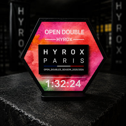 Support patch HYROX personnalisé en bois - Cadeau sportif fait main
